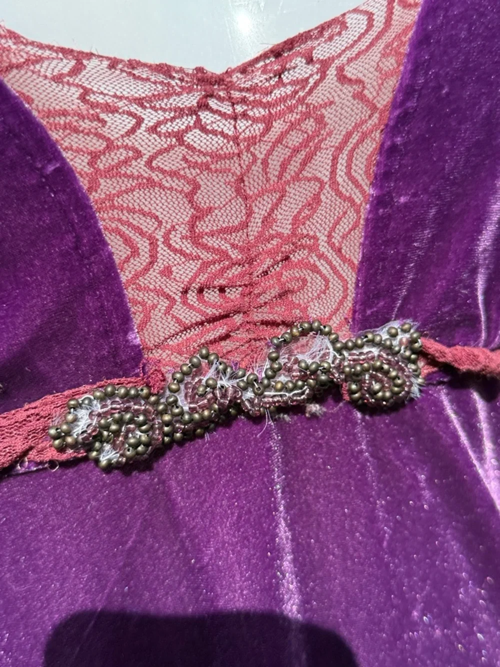 Free People Yellow Felt Flower Accent on Plum Fabric SP